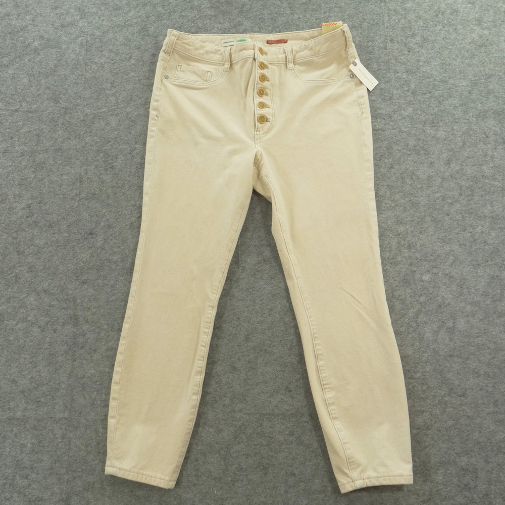 Anthropologie Pilcro Pants Womens 32 Beige High Rise Skinny Corduroy New
